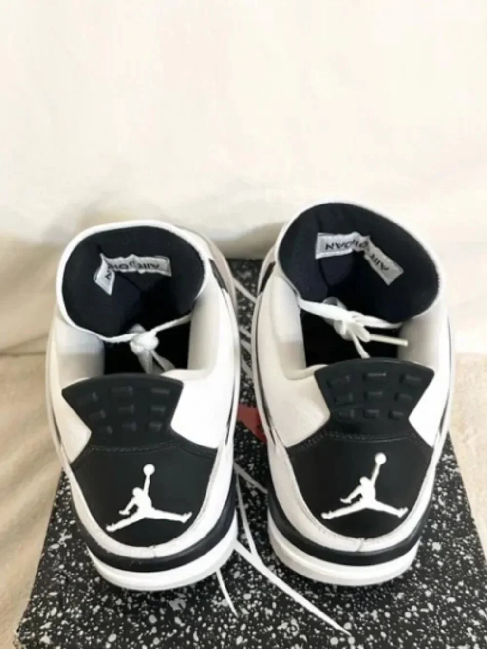 Air Jordan 4 Military Black Retro Mens White Sneakers